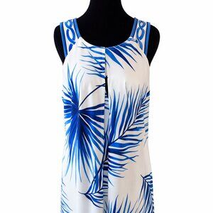 Christopher & Banks Vintage Blue & White Palm Leaf Dress – Size L